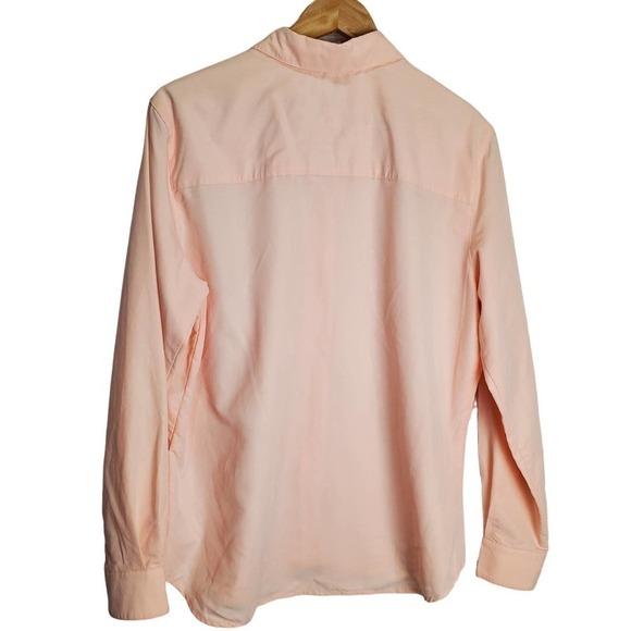 Liz Claiborne Blouse Womens Large Pink Stain Resistant Button Up Silky - Picture 2 of 9